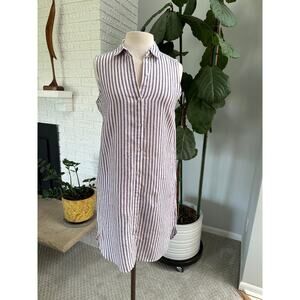 PURE NAVY Women Button Up Shirt Dress Size S 100% Linen Resort Beach Brunch